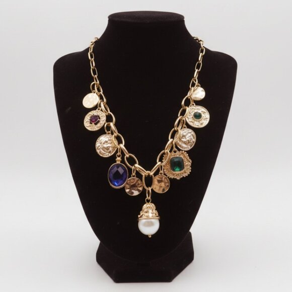 Statement Coin Charm Necklace in shiny gold-tone finish. Brand new. - Picture 4 of 4